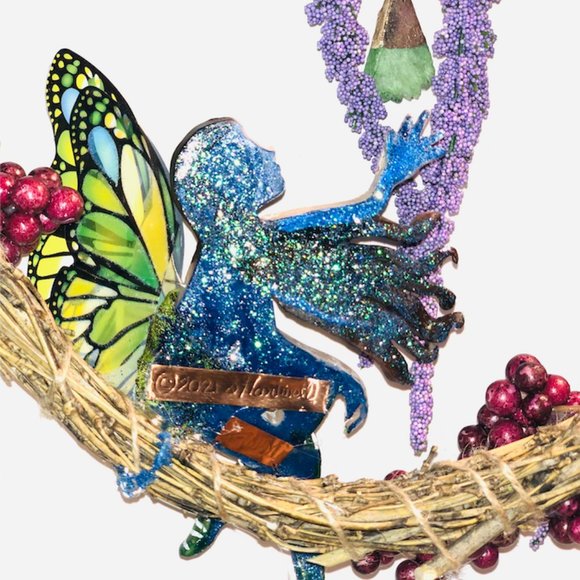 Magical Fairy Wreath with Agate, Bamboo, Polymer Clay, New, Handmade by Me! - Picture 5 of 5